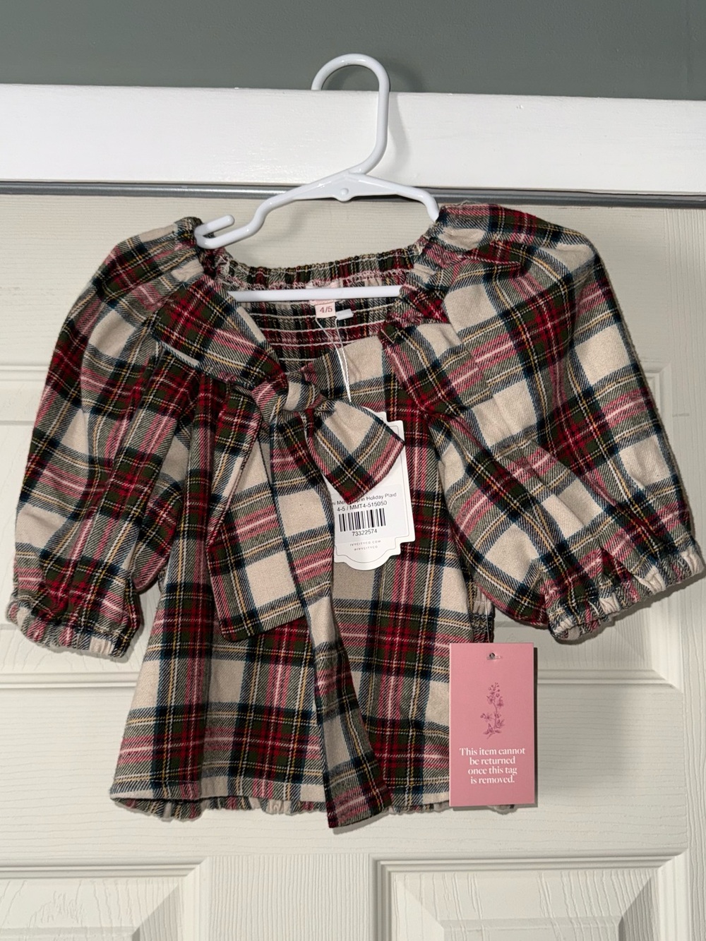 NWT Ivy City Co Mini Merry Top in Holiday Plaid (4/5T)